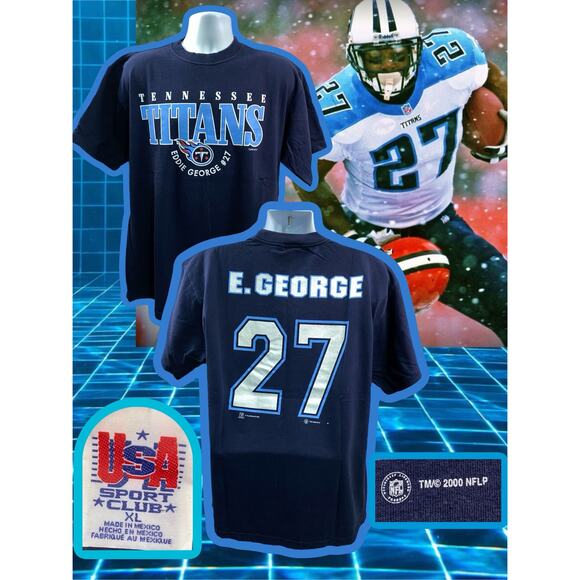 Vintage Tennessee Titans T Shirt Steve McNair Eddie George Rare 2000 XL NFL AFC - Picture 1 of 14